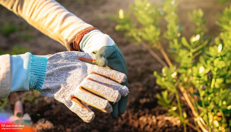 Foto van iemand met handschoenen aan in de Avondwerkgroep